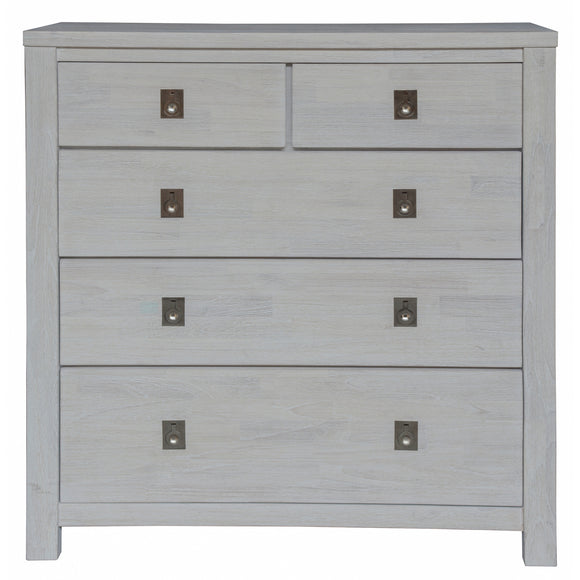 NNEDSZ Myer Tallboy 5 Chest of Drawers Storage Cabinet White Wash