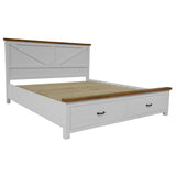 NNEDSZ Grandy Bed Frame Quen Size Timber Mattress Base With Storage Drawer White Brown