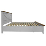 NNEDSZ Grandy Bed Frame Quen Size Timber Mattress Base With Storage Drawer White Brown