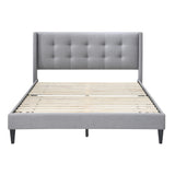 NNEDSZ Delilah Queen Bed Tufted Button Headboard Fabric Upholstered - Light Grey