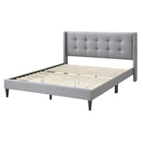 NNEDSZ Delilah King Bed Tufted Button Headboard Fabric Upholstered - Light Grey