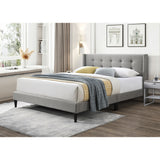 NNEDSZ Delilah King Bed Tufted Button Headboard Fabric Upholstered - Light Grey