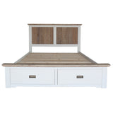 NNEDSZ Fiona Bed Frame Queen Size Timber Mattress Base With Storage Drawers White Grey
