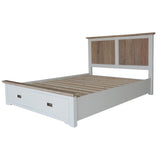 NNEDSZ Fiona Bed Frame Queen Size Timber Mattress Base With Storage Drawers White Grey