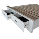 NNEDSZ Fiona Bed Frame Queen Size Timber Mattress Base With Storage Drawers White Grey