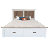 NNEDSZ Fiona Bed Frame Queen Size Timber Mattress Base With Storage Drawers White Grey