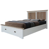 NNEDSZ Fiona Bed Frame Queen Size Timber Mattress Base With Storage Drawers White Grey