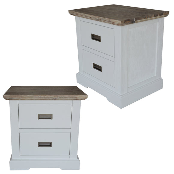 NNEDSZ Fiona Set of 2 Bedside Table 2 Drawers Storage Cabinet Nightstand White Grey