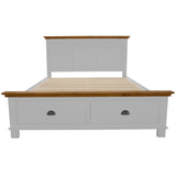 NNEDSZ Virginia King Bed Frame Size Mattress Base with Drawer Solid Pine Wood - White