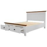 NNEDSZ Virginia King Bed Frame Size Mattress Base with Drawer Solid Pine Wood - White