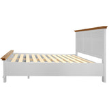 NNEDSZ Virginia King Bed Frame Size Mattress Base with Drawer Solid Pine Wood - White