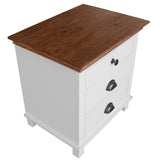 NNEDSZ Virginia Bedside Nightstand 3 Drawers Storage Cabinet Shelf Side Table - White