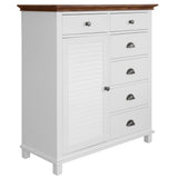 NNEDSZ Virginia Tallboy 6 Chest of Drawers Solid Pine Wood Bed Storage Cabinet - White