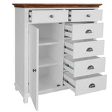 NNEDSZ Virginia Tallboy 6 Chest of Drawers Solid Pine Wood Bed Storage Cabinet - White