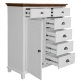 NNEDSZ Virginia Tallboy 6 Chest of Drawers Solid Pine Wood Bed Storage Cabinet - White