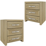 NNEDSZ Gracelyn Set of 2 Bedside Nightstand 3 Drawers Bed Storage Cabinet - Smoke
