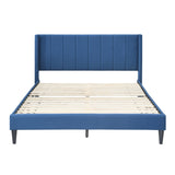 NNEDSZ Samson King Bed Winged Headboard Fabric Upholstered - Blue