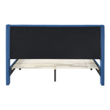 NNEDSZ Samson King Bed Winged Headboard Fabric Upholstered - Blue