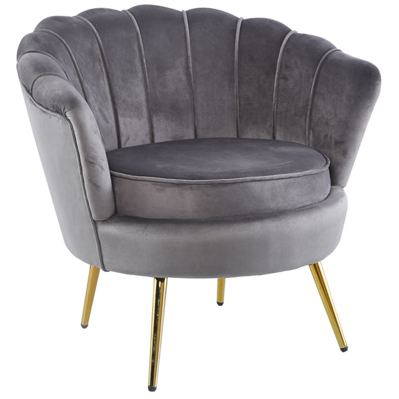NNEDSZ Bloomer Velvet Fabric Accent Sofa Love Chair - Grey