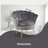 NNEDSZ Bloomer Velvet Fabric Accent Sofa Love Chair - Grey