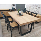 NNEDSZ Petunia  Dining Table 180cm Elm Timber Wood Black Metal Leg - Natural