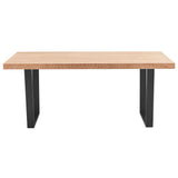 NNEDSZ Petunia  Dining Table 180cm Elm Timber Wood Black Metal Leg - Natural