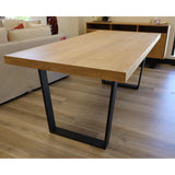 NNEDSZ Petunia  Dining Table 180cm Elm Timber Wood Black Metal Leg - Natural