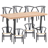 NNEDSZ Petunia  9pc 210cm Dining Table Set 8 Wishbone Chair Elm Timber Wood Metal Leg