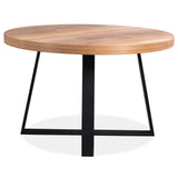 NNEDSZ Petunia  Round Dining Table 120cm Elm Timber Wood Black Metal Leg - Natural