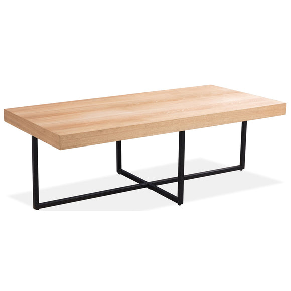 NNEDSZ Petunia  Coffee Table 120cm Elm Timber Wood Black Metal Leg - Natural