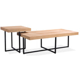 NNEDSZ Petunia  Lamp Sofa Side Table 50cm Elm Timber Wood Black Metal Leg - Natural