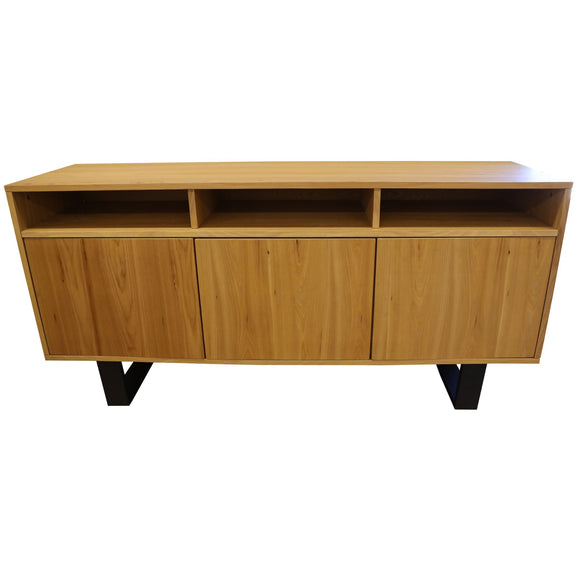 NNEDSZ Petunia  Buffet Table 160cm 3 Door 3 Niche Elm Timber Wood Metal Leg - Natural