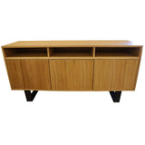 NNEDSZ Petunia  Buffet Table 160cm 3 Door 3 Niche Elm Timber Wood Metal Leg - Natural