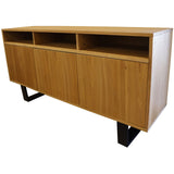 NNEDSZ Petunia  Buffet Table 160cm 3 Door 3 Niche Elm Timber Wood Metal Leg - Natural