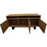 NNEDSZ Petunia  Buffet Table 160cm 3 Door 3 Niche Elm Timber Wood Metal Leg - Natural