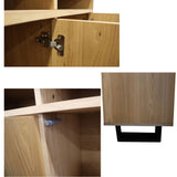 NNEDSZ Petunia  Buffet Table 160cm 3 Door 3 Niche Elm Timber Wood Metal Leg - Natural