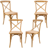 NNEDSZ Aster Crossback Dining Chair Set of 4 Solid Birch Timber Wood Ratan Seat - Oak