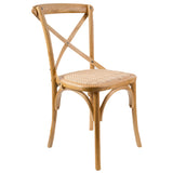 NNEDSZ Aster Crossback Dining Chair Set of 4 Solid Birch Timber Wood Ratan Seat - Oak
