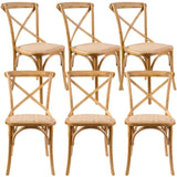 NNEDSZ Aster Crossback Dining Chair Set of 6 Solid Birch Timber Wood Ratan Seat - Oak