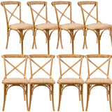 NNEDSZ Aster Crossback Dining Chair Set of 8 Solid Birch Timber Wood Ratan Seat - Oak