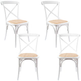 NNEDSZ Aster Crossback Dining Chair Set of 4 Solid Birch Timber Wood Ratan Seat - White