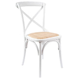 NNEDSZ Aster Crossback Dining Chair Set of 4 Solid Birch Timber Wood Ratan Seat - White