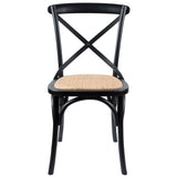 NNEDSZ Aster Crossback Dining Chair Set of 2 Solid Birch Timber Wood Ratan Seat - Black