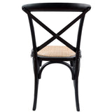 NNEDSZ Aster Crossback Dining Chair Set of 2 Solid Birch Timber Wood Ratan Seat - Black