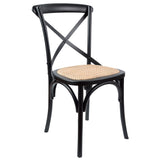 NNEDSZ Aster Crossback Dining Chair Set of 6 Solid Birch Timber Wood Ratan Seat - Black