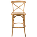 NNEDSZ Aster 4pc Crossback Bar Stools Dining Chair Solid Birch Timber Rattan Seat - Oak
