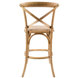 NNEDSZ Aster 4pc Crossback Bar Stools Dining Chair Solid Birch Timber Rattan Seat - Oak