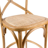 NNEDSZ Aster 4pc Crossback Bar Stools Dining Chair Solid Birch Timber Rattan Seat - Oak