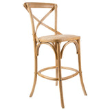 NNEDSZ Aster Crossback Bar Stools Dining Chair Solid Birch Timber Rattan Seat - Oak