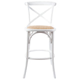 NNEDSZ Aster Crossback Bar Stools Dining Chair Solid Birch Timber Rattan Seat - White